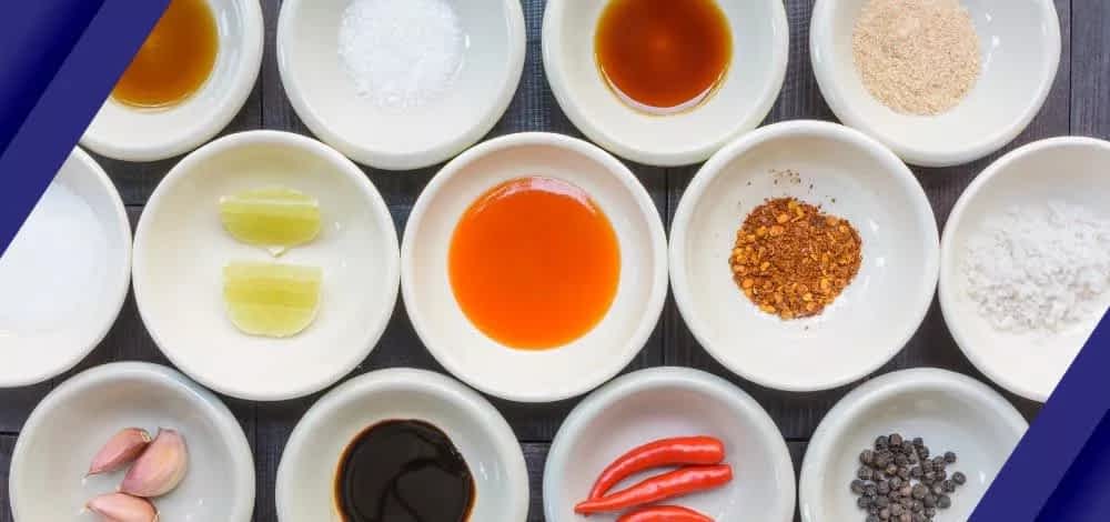 Saucers with different spices